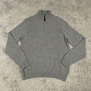 Galeries Lafayette Sweater Mens XL 100% Cashmere 1/4 Zip Gray Luxury Womens